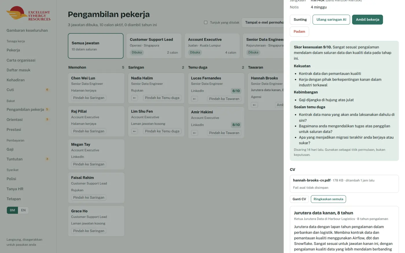 Ringkasan AI bagi CV calon